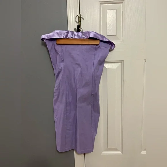 strapless open back dress Stolen Stores Corset Draped Dress in Dusty Purple